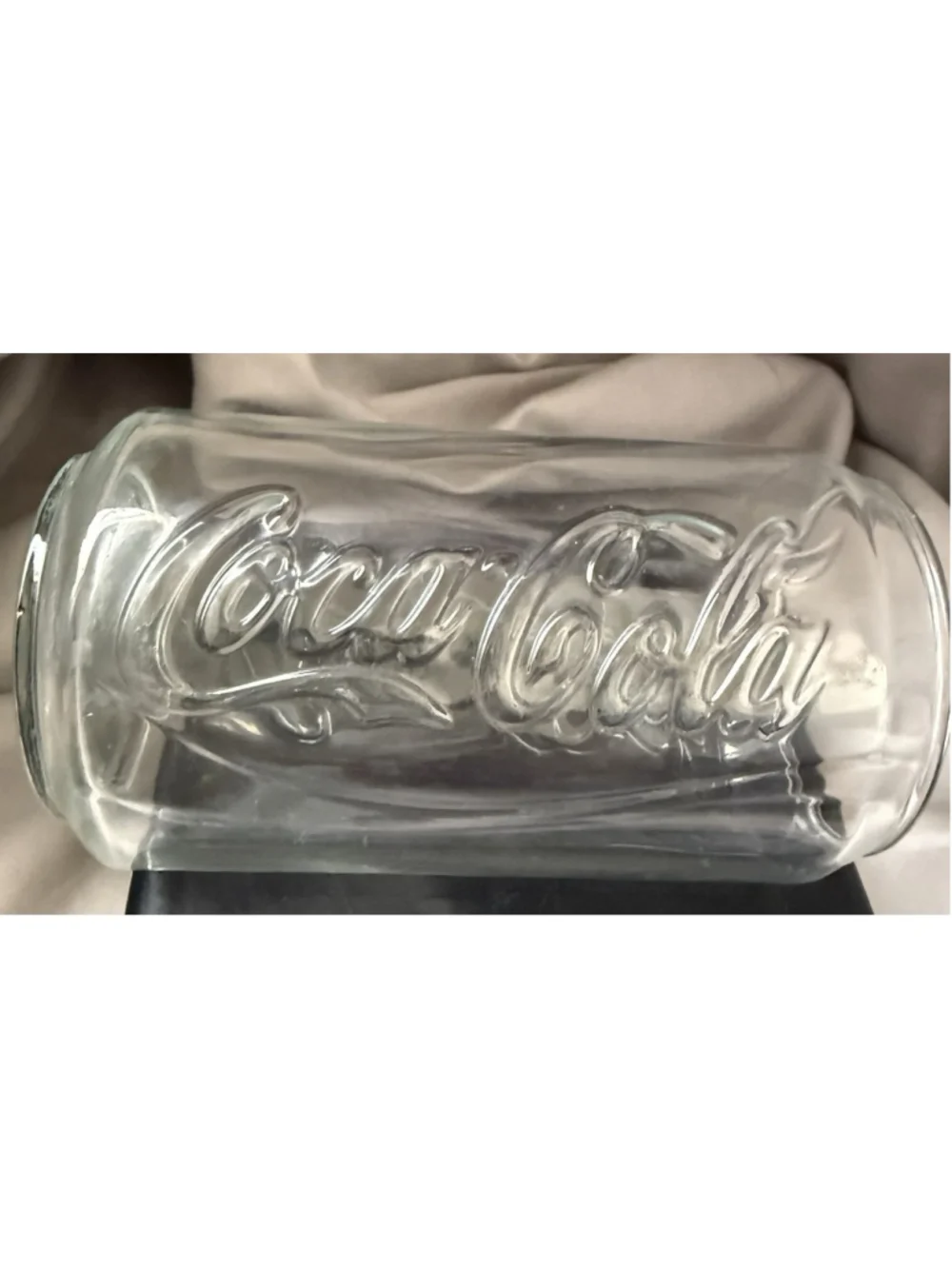 Coca-Cola Coke Can Shaped clear Glass Vintage Soda Drinking Cup
